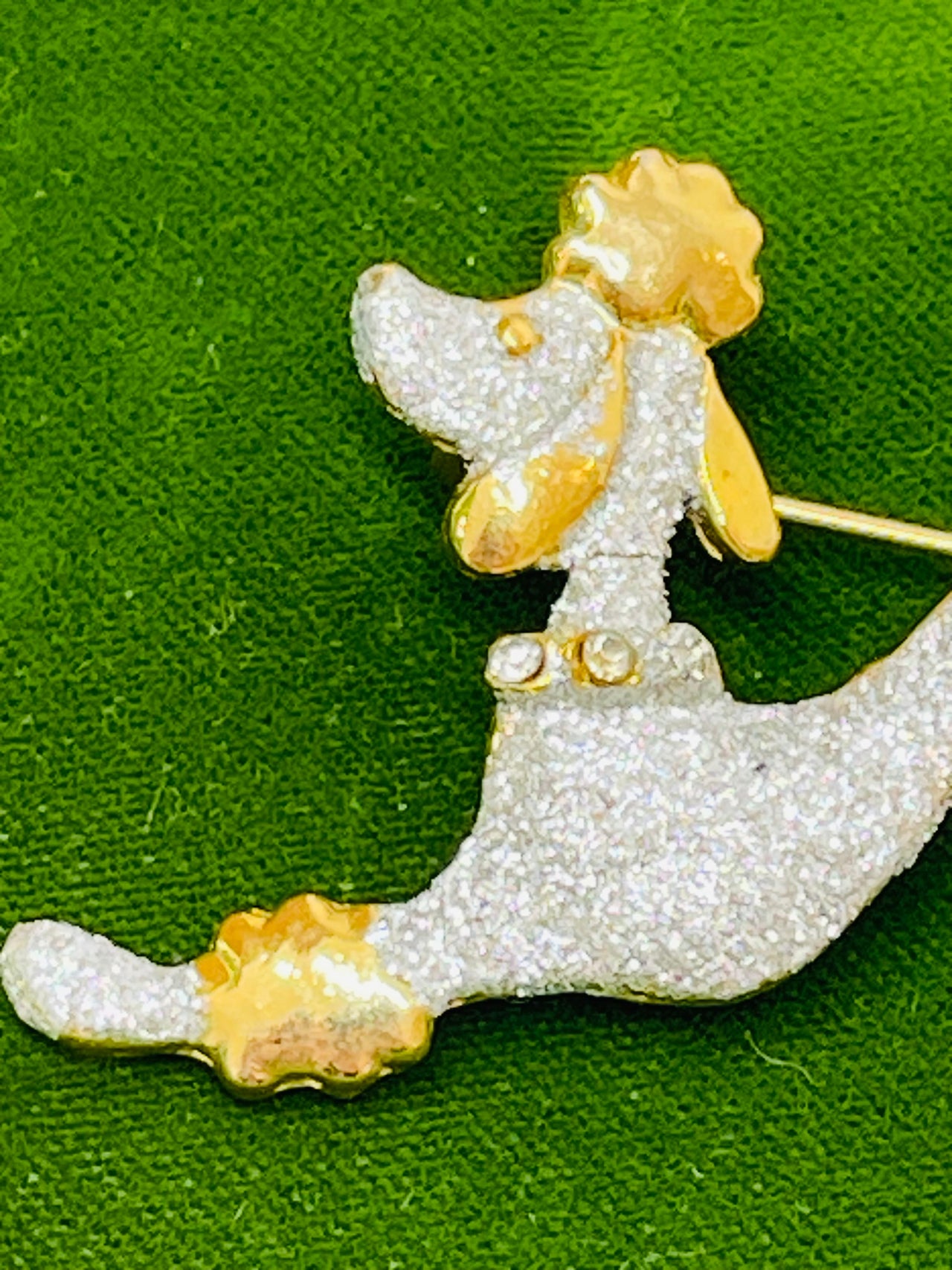Silver and Gold Poodle Brooch Devil's Details 