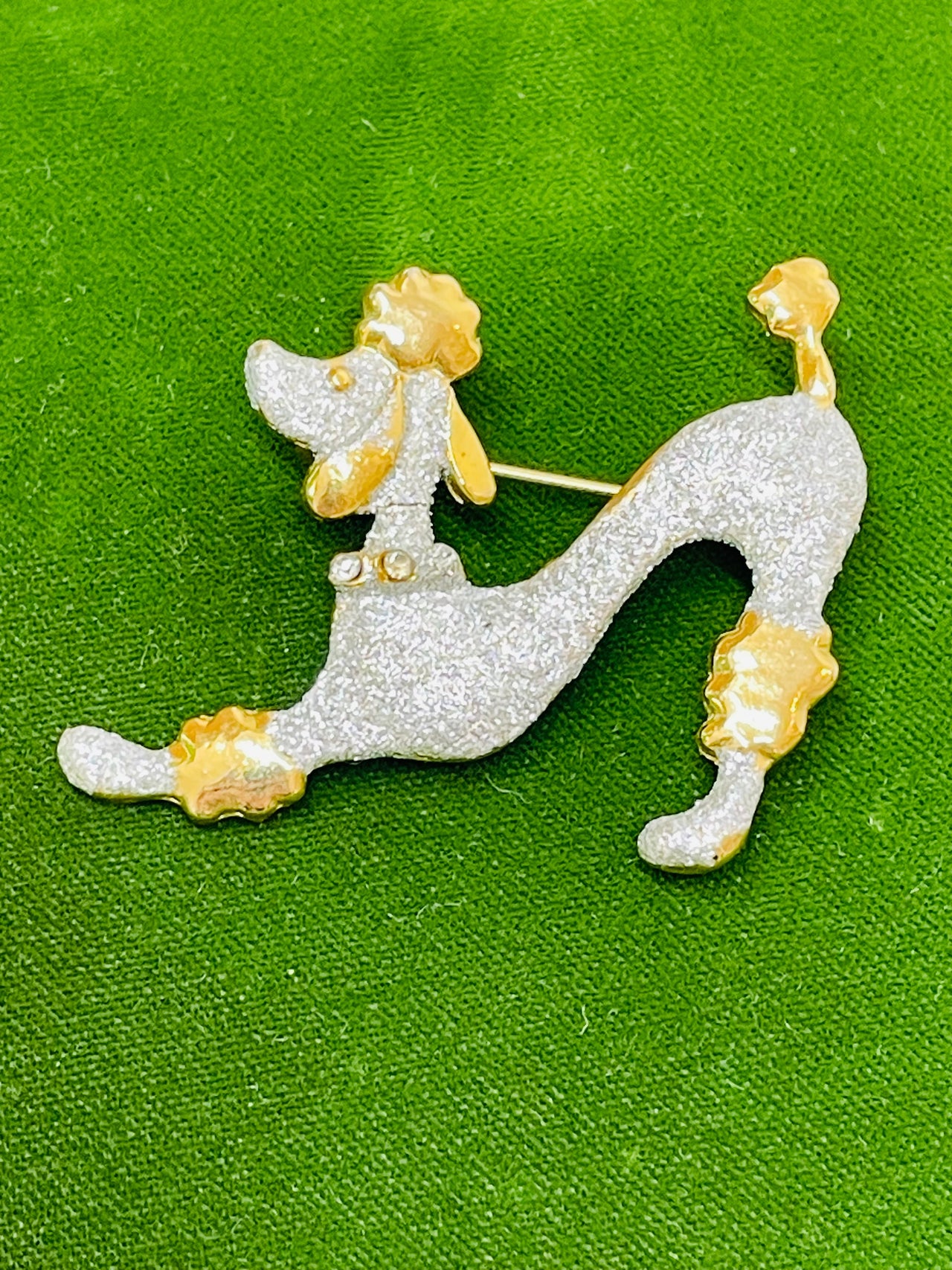 Silver and Gold Poodle Brooch Devil's Details 