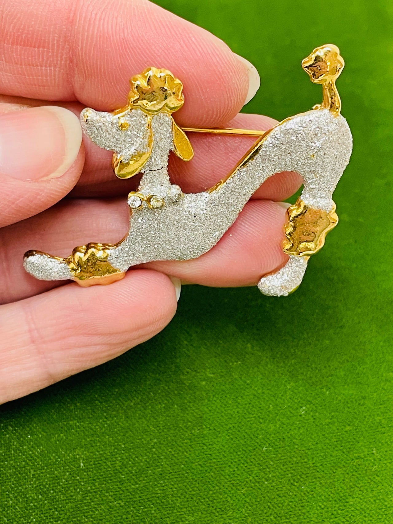 Silver and Gold Poodle Brooch Devil's Details 