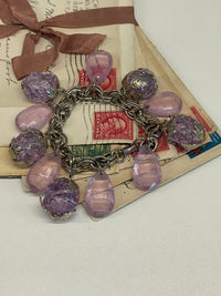 Thumbnail for Silver and Purple Stone Charm Bracelet Devil's Details 
