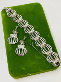 Thumbnail for Silver and Rhinestone Bracelet and Earrings set Devil's Details 
