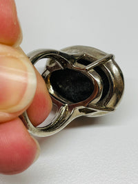 Thumbnail for Silver Ring with a Large Black Stone Devil's Details 