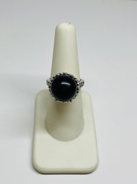 Thumbnail for Silver Ring with Black Ball Stone Devil's Details 
