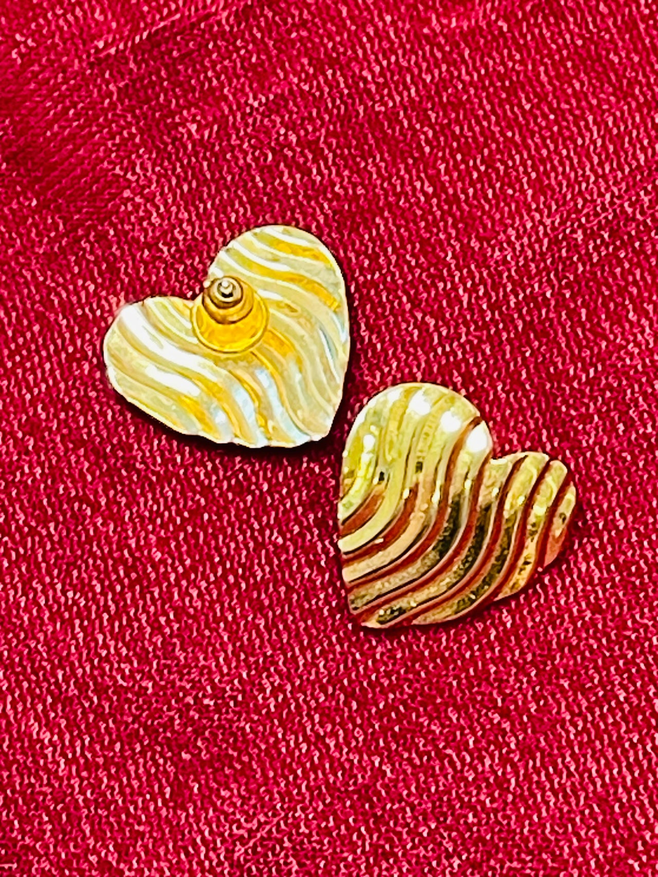 Textured Heart Stud Earrings Jewelry Bloomers and Frocks 