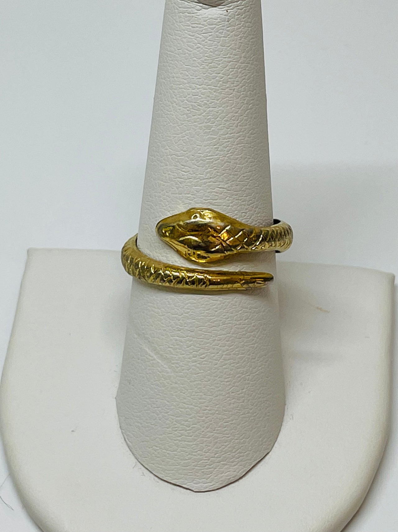 Tiny Goldtone Coiled Snake Ring Devil's Details 
