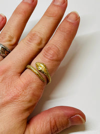 Thumbnail for Tiny Goldtone Coiled Snake Ring Devil's Details 