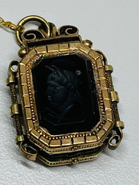 Thumbnail for Victorian Gold Filled Reversed Cameo Fob Necklace Devil's Details 