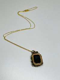 Thumbnail for Victorian Gold Filled Reversed Cameo Fob Necklace Devil's Details 
