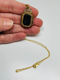 Thumbnail for Victorian Gold Filled Reversed Cameo Fob Necklace Devil's Details 