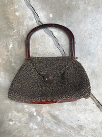 Thumbnail for 1940's Brown Knit Purse with Acrylic Detail Purse Bloomers and Frocks 
