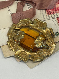 Thumbnail for 1940’s Czech Glass Amber and Gold Brooch Bloomers and Frocks 