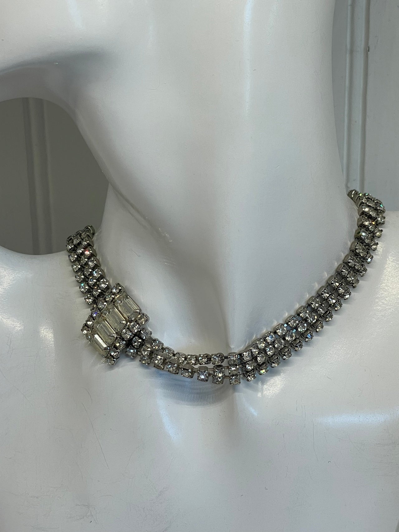 1950s 3 Row Rhinestone Collar Necklace Bloomers and Frocks 