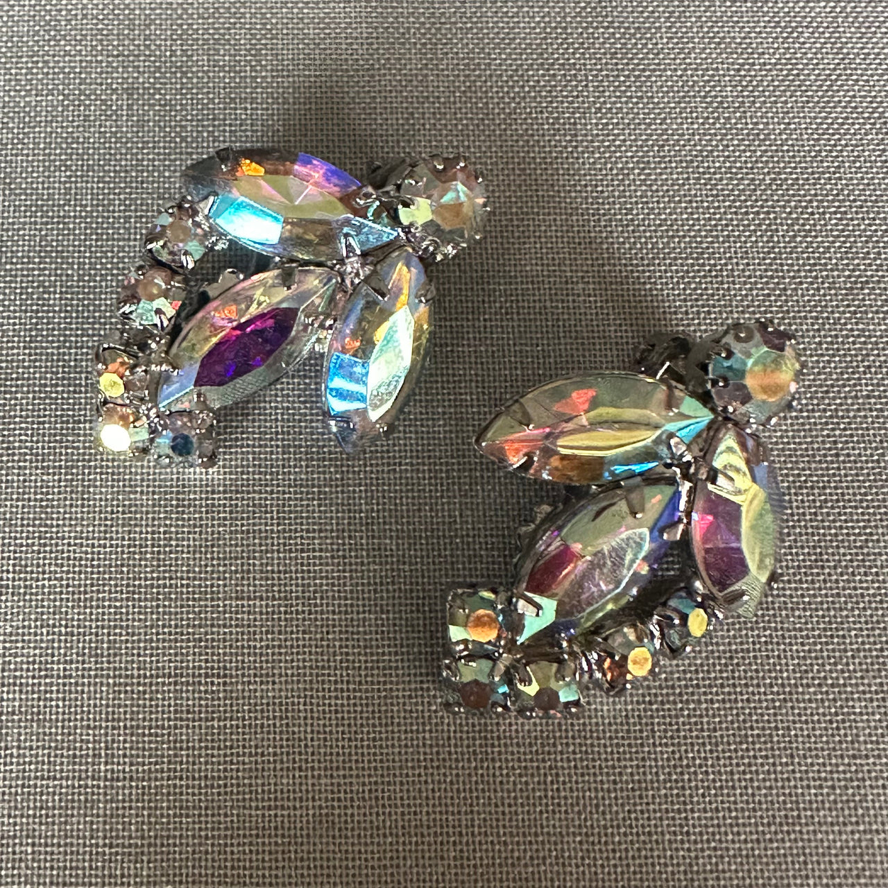 1960s Aurora Borealis Clip Earrings Bloomers and Frocks 