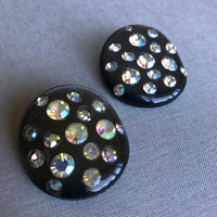 Thumbnail for 1960s Black and AB Rhinestone Clip Earrings Jewelry Bloomers and Frocks 