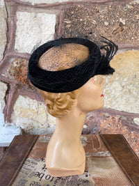 Thumbnail for 1960s Black Velvet Ring Open Top Net Hat Accessories Bloomers and Frocks 