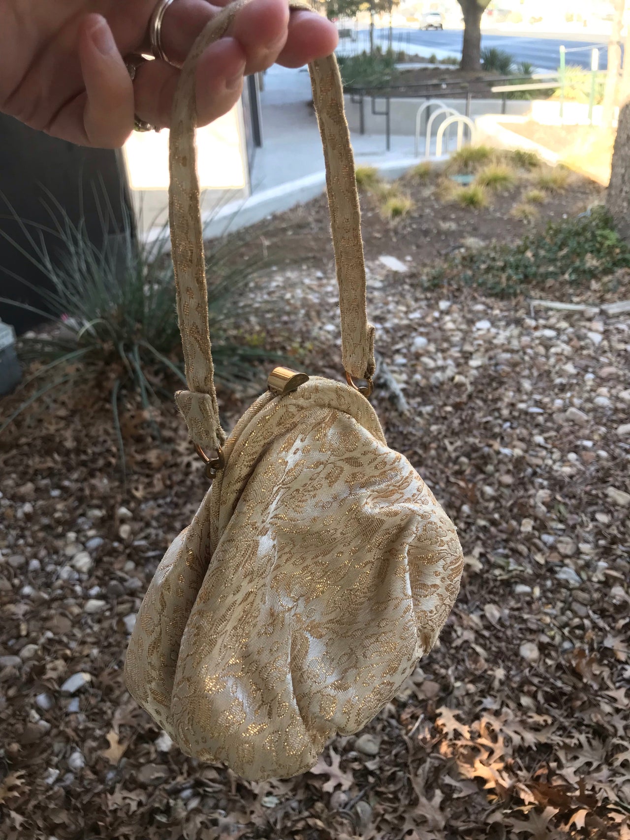 1960's Cream and Gold Lamé Evening Bag Purse Bloomers and Frocks 