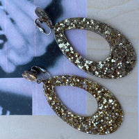 Thumbnail for 1960s Gold Glitter Clip Earrings Jewelry Bloomers and Frocks 