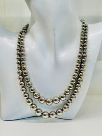 Thumbnail for 1960s Hobe Double Strand Silver Ball Necklace on Chain Jewelry Bloomers and Frocks 