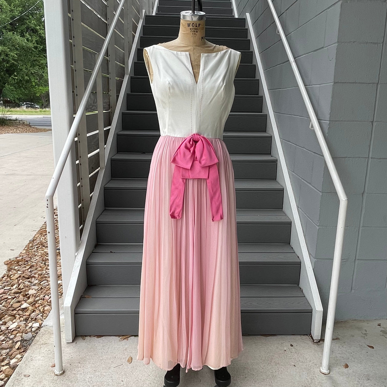 1960's Pink and White Maxi Cocktail Dress Bloomers and Frocks 