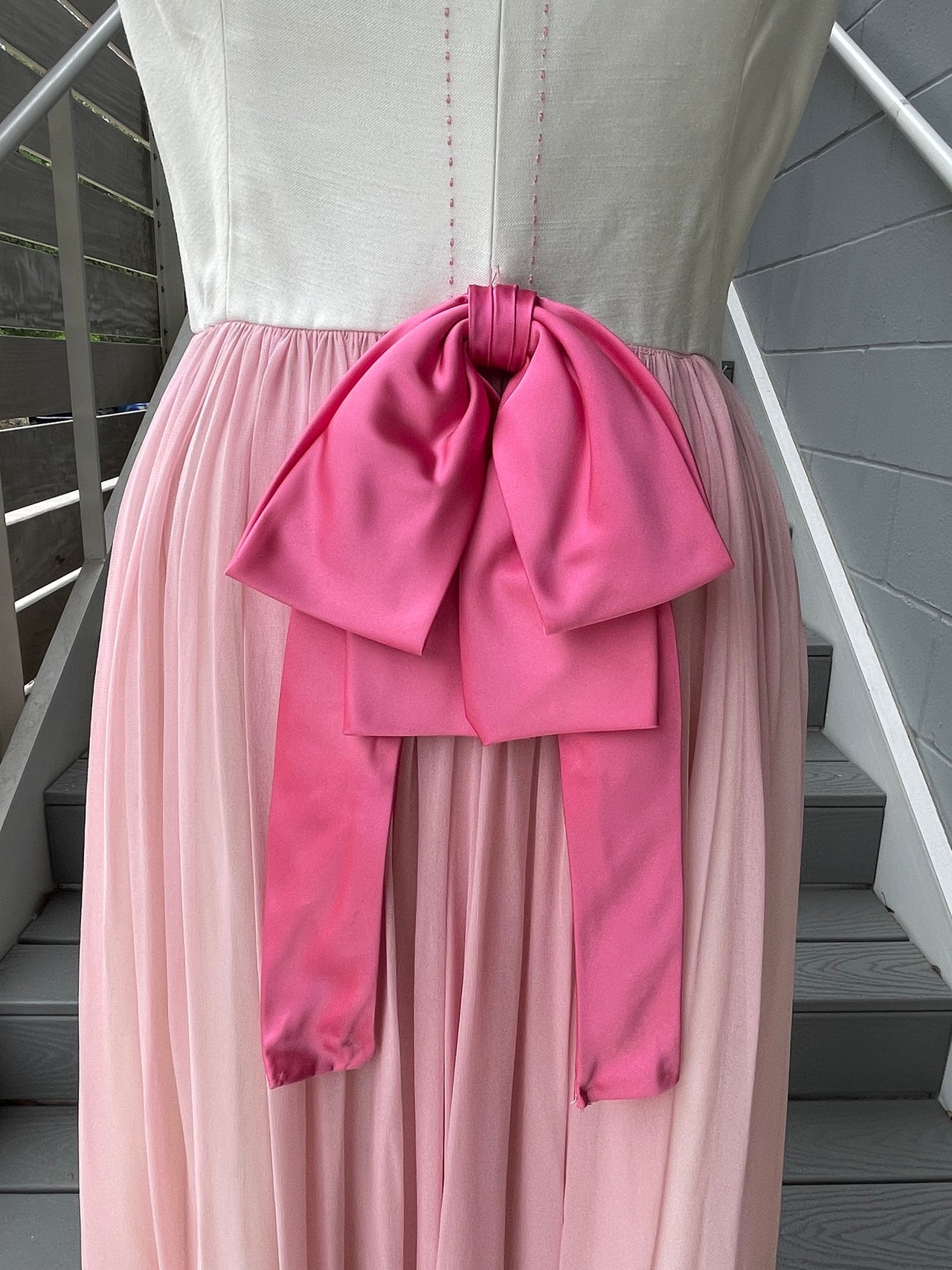 1960's Pink and White Maxi Cocktail Dress Bloomers and Frocks 