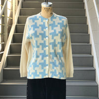 Thumbnail for 1960s Powder Blue and Cream Cashmere Cardigan Made in Scotland Bloomers and Frocks 