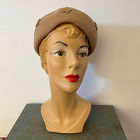 Thumbnail for 1960s Sandra Tan Felt Hat with Floral Dangles Bloomers and Frocks 
