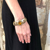 Thumbnail for 1960s Whiting and Davis Gold and Amber Glass Bangle Bracelet Jewelry Bloomers and Frocks 