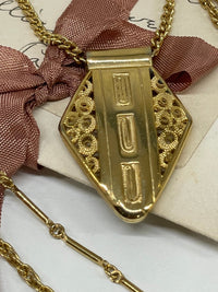 Thumbnail for 1970’s 3 Strand Gold Chain Necklace with Shield Pendant Bloomers and Frocks 