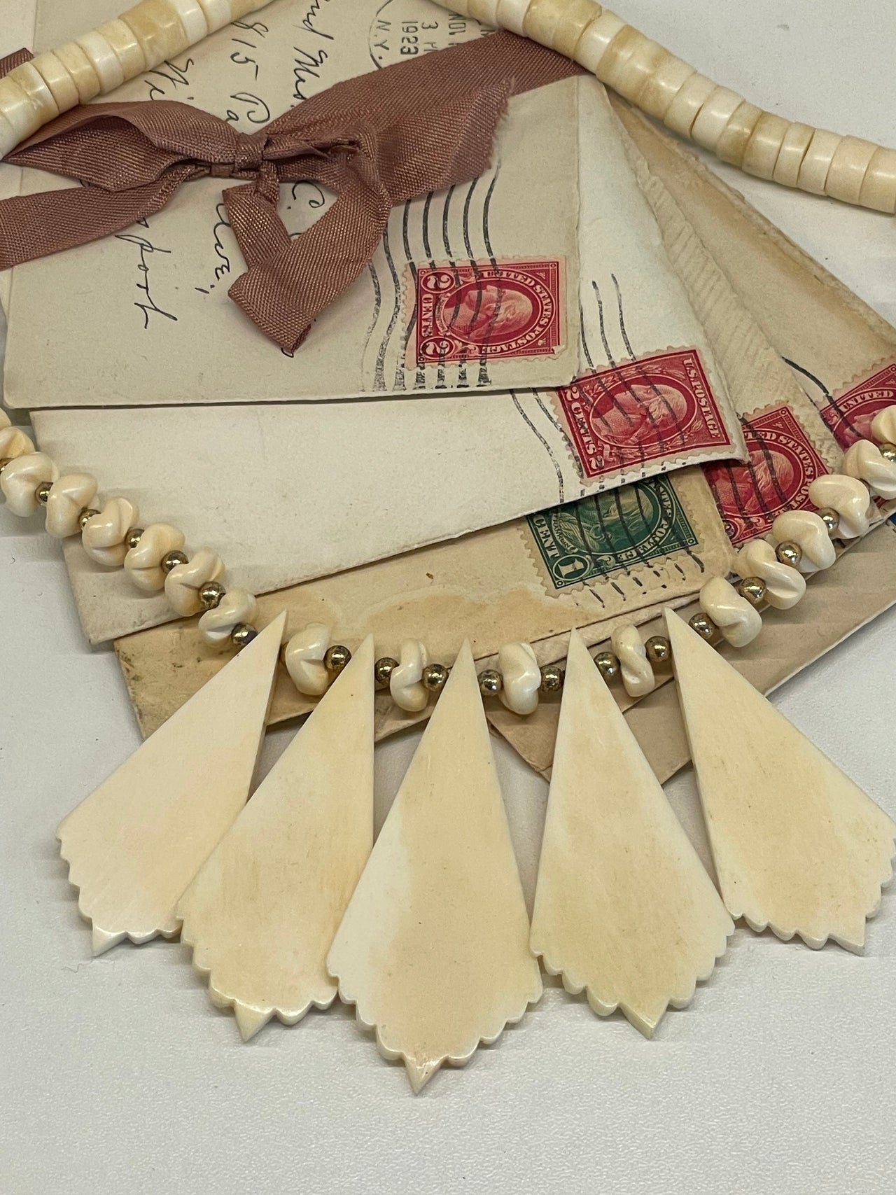 1970s Carved Bone Necklace Bloomers and Frocks 