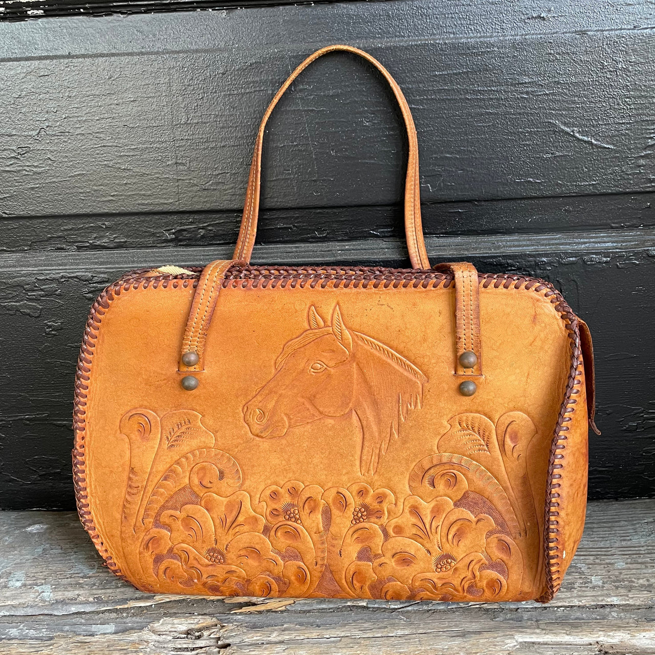 1970's Leather Embossed Horse Purse Purse Bloomers and Frocks 
