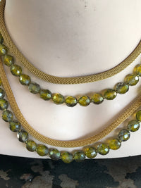 Thumbnail for 1970’s Mesh Gold and Green Bead Necklace Jewelry Bloomers and Frocks 