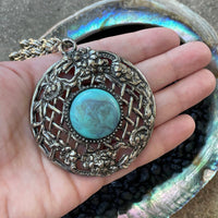 Thumbnail for 1970s Silver and Faux Turquoise Cabochon Necklace Jewelry Bloomers and Frocks 
