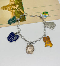 Thumbnail for 1970s Sterling Silver State Enamel Charm Bracelet Jewelry Bloomers and Frocks 