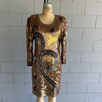 Thumbnail for 1980’s Bronze and Gold Beaded Dress Dress Bloomers and Frocks 