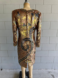 Thumbnail for 1980’s Bronze and Gold Beaded Dress Dress Bloomers and Frocks 