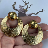 Thumbnail for 1980s Etched Gold DoorKnocker Earrings Jewelry Bloomers and Frocks 
