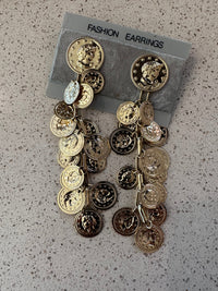 Thumbnail for 1980s Gold Coin Dangle Earrings Bloomers and Frocks 