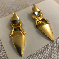 Thumbnail for 1980s Gold Pierced Geometric Earrings Jewelry Bloomers and Frocks 
