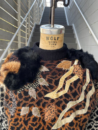 Thumbnail for 1980s Mariea Kim Animal Print Sweater with Faux Fur Accents Bloomers and Frocks 