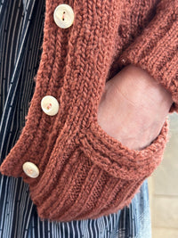 Thumbnail for 1980s Rustic Dark Salmon Cardigan with Pockets Bloomers and Frocks 