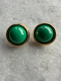 Thumbnail for 1990s Green and Gold Pierced Earrings Bloomers and Frocks 