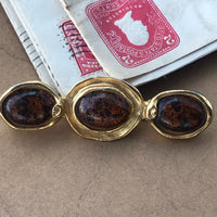Thumbnail for 3 Stone Brown Brushed Gold Cabochon Brooch Jewelry Bloomers and Frocks 