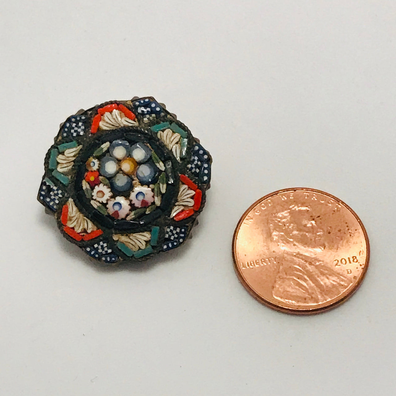 Antique Italian Micro Mosaic Hexagon Brooch Jewelry Bloomers and Frocks 