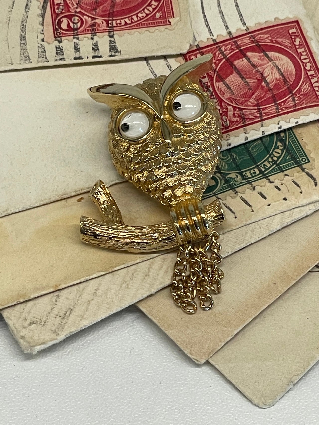 Avon Google Eye Owl Brooch Bloomers and Frocks 