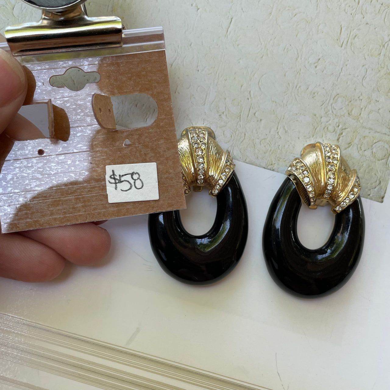 Black and gold clip on earrings Jewelry Bloomers and Frocks 