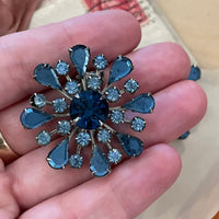 Thumbnail for Blue Rhinestone Flower Clip Earrings Jewelry Bloomers and Frocks 