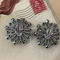 Thumbnail for Blue Rhinestone Flower Clip Earrings Jewelry Bloomers and Frocks 