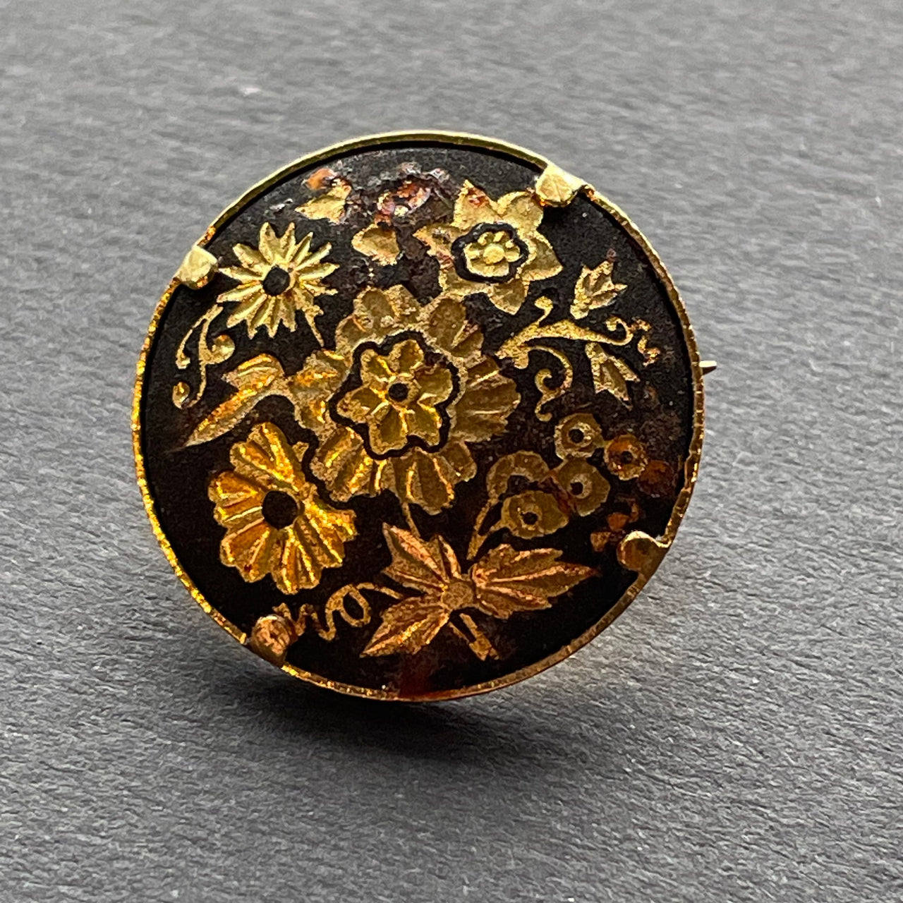 Damascene Round Floral Brooch Bloomers and Frocks 