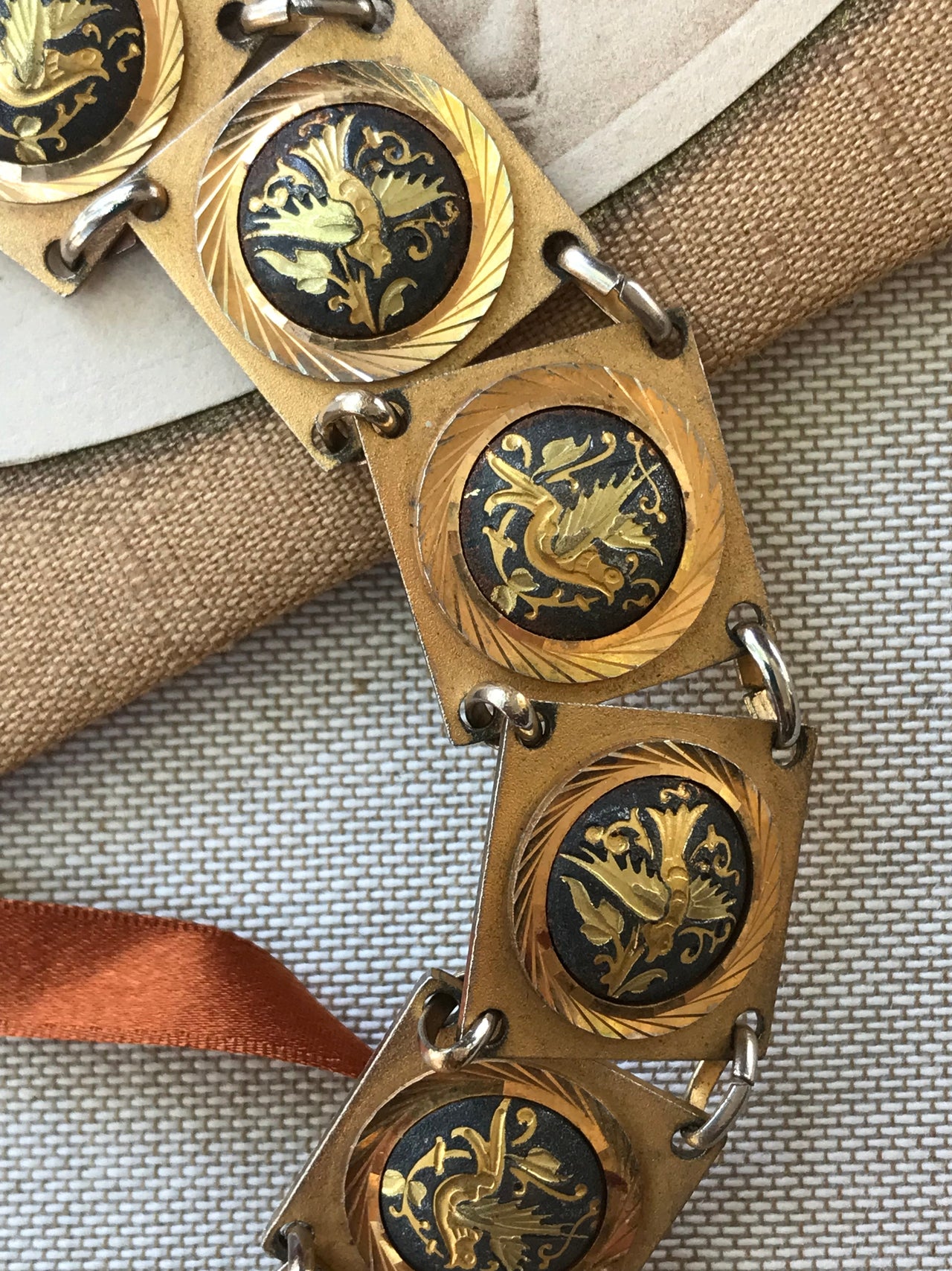 Damascene Square Link Dove Bracelet Jewelry Bloomers and Frocks 