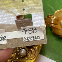Thumbnail for Designer Butler and Wilson Gold Pearl Clip On Earrings Jewelry Bloomers and Frocks 
